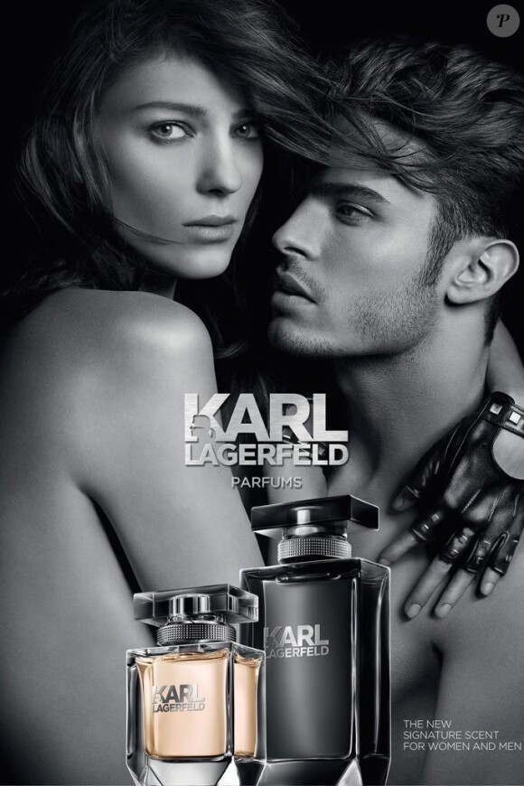Kati Nescher et Baptiste Giabiconi, visages des nouveaux parfums Karl Lagerfeld. Photo par Karl Lagerfeld.