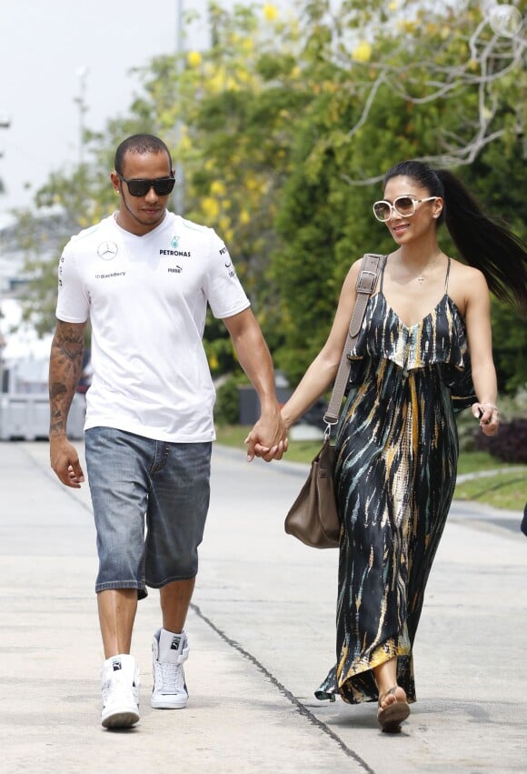 Lewis Hamilton et sa girlfriend Nicole Scherzinger à Kuala Lumpur, Malaisie, le 24 mars 2013.