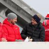 Le prince Haakon de Norvège avec son beau-fils Marius Borg Hoiby à Holmenkollen le 9 mars 2014 pour la Coupe du monde de saut à ski.