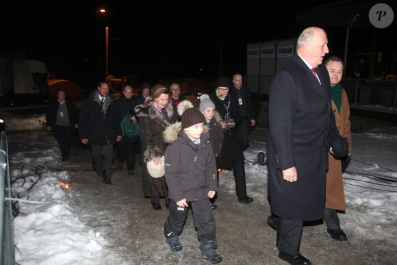 La famille royale de Norvège à Oslo le 16 février 2014 lors des célébrations du bicentenaire de la constitution.