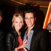 Caroline Receveur et son fiancé Valentin Lucas lors de l'inauguration du nouveau restaurant de l'Hôtel Vernet à Paris. 20 mars 2014