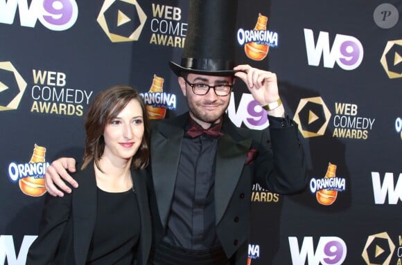 Cyprien et sa chérie Aurélie - La cérémonie du Web "Les Web Comedy Awards" à Bobino. Le 21 mars 2014