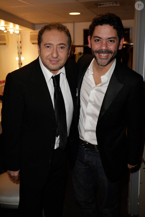 Patrick Timsit et Manu Payet à la cérémonie "Les Web Comedy Awards" à Bobino. Le 21 mars 2014
