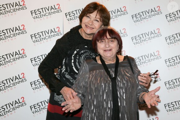 Macha Méril et Agnès Varda lors du photocall de la cérémonie de clôture du Festival 2 cinéma de Valenciennes au Gaumont Valenciennes le 22 mars 2014