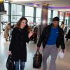 Kelly Brook et David McIntosh arrivent à l'aéroport d'Heathrow, pour emprunter un vol à destination de New York. Londres, le 24 mars 2014.