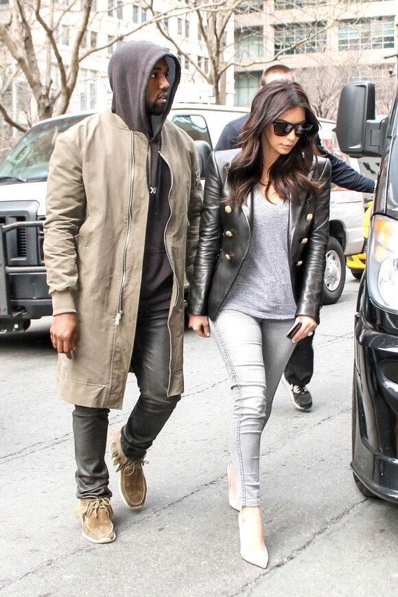 Kanye West et Kim Kardashian à New York, le 25 mars 2014.