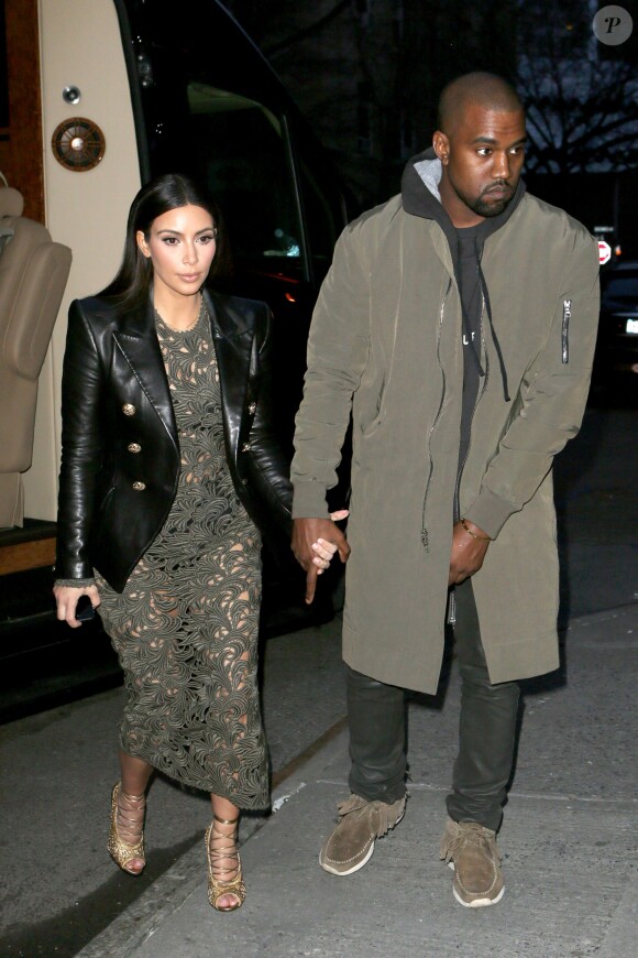 Kim Kardashian et Kanye West arrivent au restaurant Waverly Inn à New York. Le 25 mars 2014.