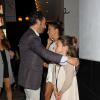 L'actrice Eva Longoria, son amoureux Jose Antonio Baston et sa fille Mariana, au restaurant Beso, à Los Angeles, le 29 mars 2014.