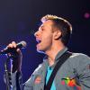 Chris Martin en concert avec Coldplay à Cologne le 15 décembre 2011