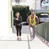 Kelly Brook et son fiancé se rendent dans un club de gym. Los Angeles, le 31 mars 2014.
