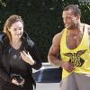 Kelly Brook et David McIntosh se rendent dans leur club de gym. Los Angeles, le 31 mars 2014.