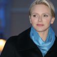 La princesse Charlene de Monaco présidait le 2 avril 2014 la cérémonie d'illumination du palais princier, qui s'est couvert de bleu en soutien de la Journée mondiale de sensibilisation à l'autisme et de l'initiative ''Light it up Blue''.