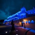 Le palais de Monaco, en présence de la princesse Charlene et du prince Albert, a été illuminé de bleu en soutien de la Journée mondiale de sensibilisation à l'autisme et de l'initiative ''Light it up Blue'', le 2 avril 2014