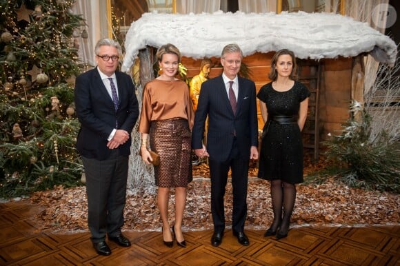 Laurent, Mathilde, Philippe et Claire de Belgique lors du concert de Noël au palais le 11 décembre 2013