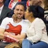 Franck Ribéry et sa femme Wahiba ont suivi en amoureux la rencontre du Top 16 de l'Euroligue entre le Bayern Munich et le Maccabi Tel Aviv, le 3 avril 2014 à Munich.