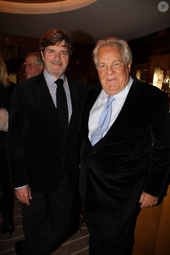 Robertino Rossellini et Massimo Gargia lors du dîner d'ouverture du restaurant "Penati al Baretto" à l'Hôtel de Vigny. Paris, le 2 avril 2014.