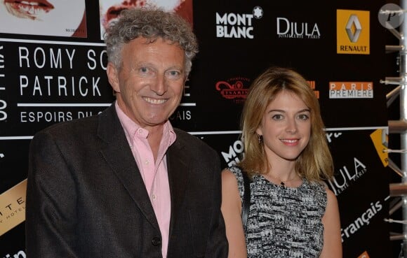 Nelson Monfort et sa fille Victoria lors de la 33e édition du prix Romy Schneider et Patrick Dewaere à l'hôtel Scribe à Paris le 7 avril 2014.