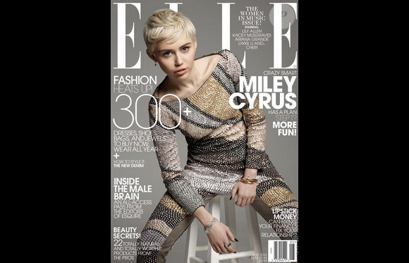 Miley Cyrus en couverture du magazine Elle USA daté de mai 2014.
