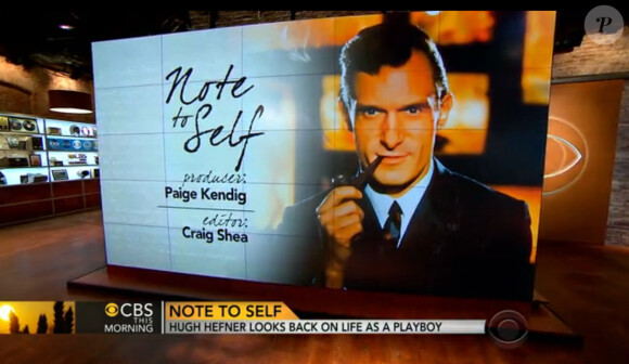 Hugh Hefner dans l'émission "Note to Self" sur CBS à l'occasion de son 88e anniversaire, le 9 avril 2014.
