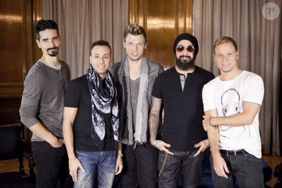 Kevin Richardson, Howie Dorough, Nick Carter, AJ McLean et Brian Littrell : les Backstreet Boys en promo pour leur album In A World Like This à Madrid en novembre 2013