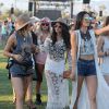 Kendall Jenner, Kylie Jenner, Selena Gomez lors du 1er jour du Festival de Coachella à Indio, le 11 avril 2014.