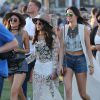 Kendall Jenner, Kylie Jenner, Selena Gomez lors du 1er jour du Festival de Coachella à Indio, le 11 avril 2014.
