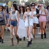 Kendall et Kylie Jenner avec Selena Gomez lors du 1er jour du Festival de Coachella à Indio, le 11 avril 2014.
