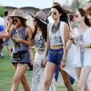 Kendall Jenner, Selena Gomez et Kylie Jenner lors du 1er jour du Festival de Coachella à Indio, le 11 avril 2014.