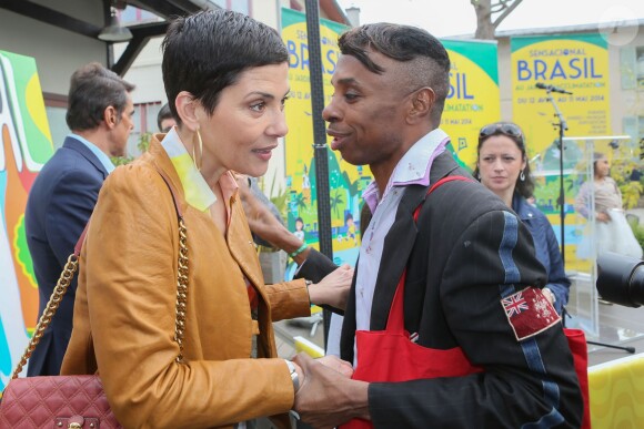 Cristina Cordula et Robertinho Chaves lors de l'inauguration du Grand Carnaval brésilien "Sensacional Brasil" au Jardin d'Acclimatation à Paris, le 12 avril 2014.