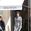 Kim Kardashian quitte la boutique Balmain dans le 8e arrondissement de Paris. Le 14 avril 2014.