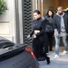 Kim Kardashian et Kanye West quittent la boutique Lanvin, située au 22 rue du Faubourg Saint-Honoré. Paris, le 14 avril 2014.