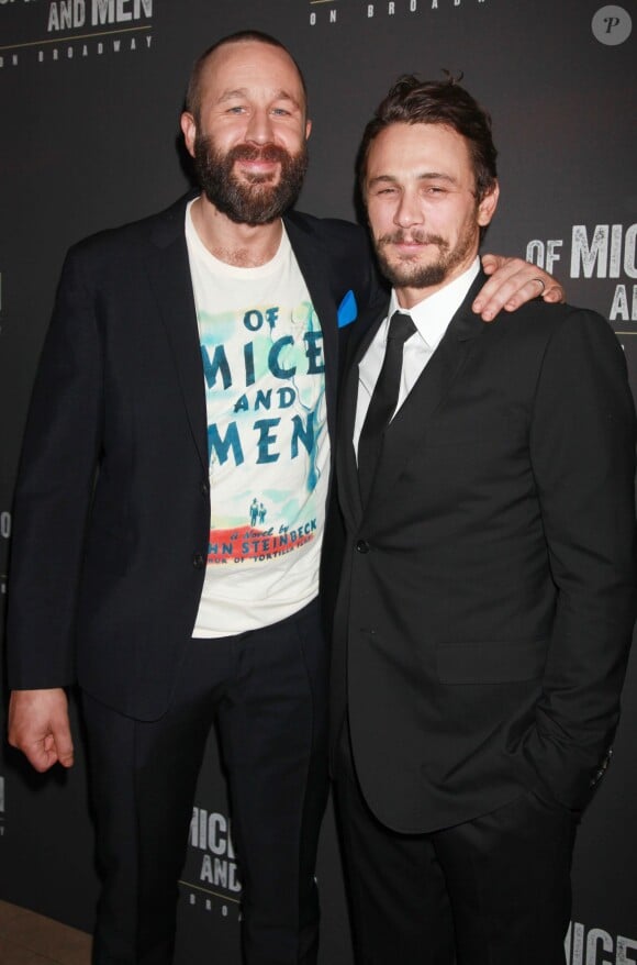 Chris O'Dowd et James Franco lors de la première d'Of Mice and Men à Broadway, New York, le 16 avril 2014.