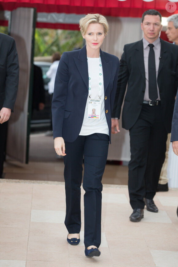 La princesse Charlène de Monaco lors des Rolex Masters de Tennis à Monte Carlo. Le 18 avril 2014.