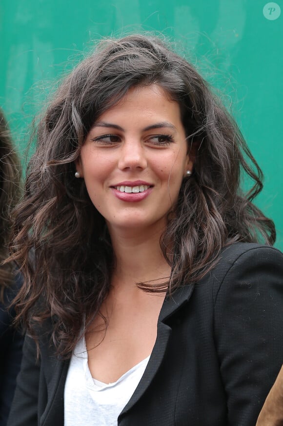 Noura, la petite-amie de Jo-Wilfried Tsonga, le regarde jouer lors du Monte-Carlo Rolex Masters de Tennis à Monte-Carlo à Monaco, le 18 avril 2014.