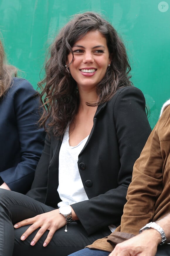 Noura, la petite-amie de Jo-Wilfried Tsonga, le regarde jouer lors du Monte-Carlo Rolex Masters de Tennis à Monte-Carlo à Monaco, le 18 avril 2014.