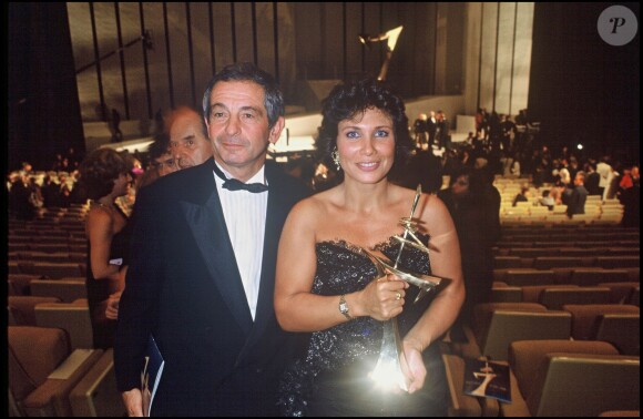 Anne Sinclair et son ex-mari Ivan Levaï à la cérémonie des 7 d'Or à Paris, le 26 mars 1988.