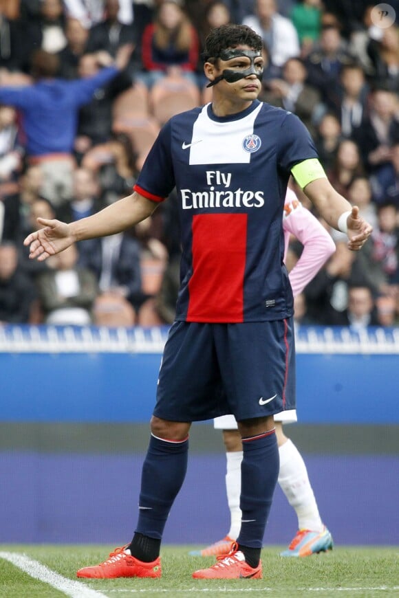 Thiago Silva lors du match opposant le PSG Evian Thonon-Gaillard au Parc des Princes à Paris le 23 avril 2014.