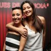 Exclusif - Karima Charni et sa soeur Hedia Charni aux platines du restaurant "La Gioia" pour Les Musiques de la Gioia à Paris, le 23 avril 2014, devant Laurie Cholewa.