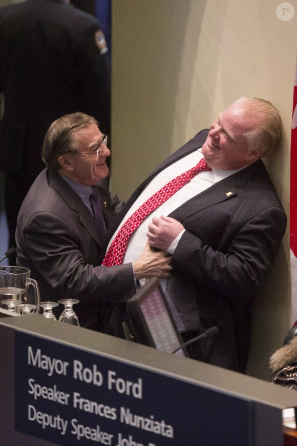 Le maire Rob Ford durant le conseil municipal de Toronto (Canada) le 30 janvier 2014.