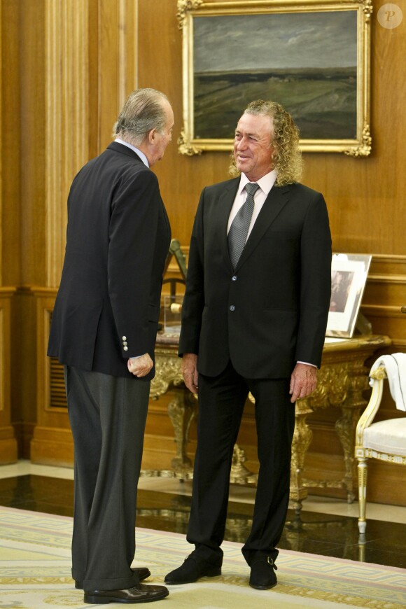 Le roi Juan Carlos et Miguel Angel Jimenez à Madrid le 16 octobre 2012. 