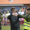 Le prince Frederik de Danemark prenait part le 8 mai 2014 à des jeux militaires au camp d'Oskbol