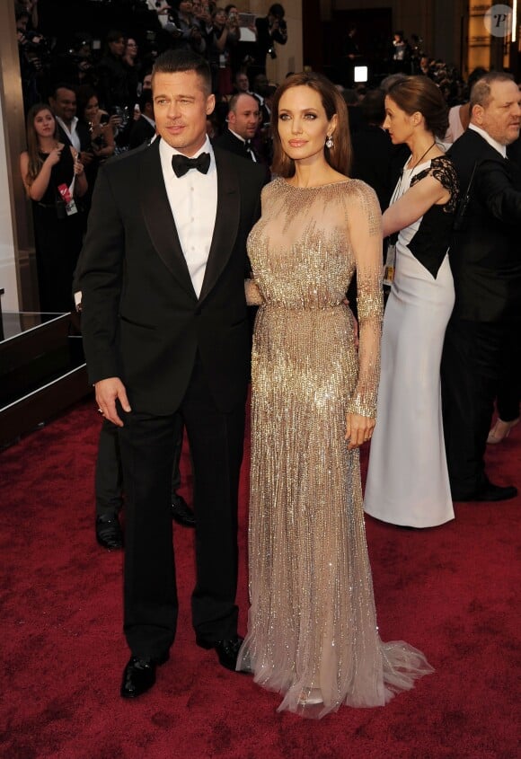 Brad Pitt et sa compagne Angelina Jolie - 86ème cérémonie des Oscars à Hollywood, le 2 mars 2014