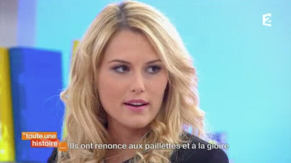 La belle Marine Boudou, invitée de Sophie Davant dans "Toute une histoire" sur France 2. Le 9 mai 2014.