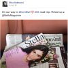 Elisa Sednaoui a emporté un exemplaire du hors série beauté du magazine Stella dont elle fait la couverture, le 4 mai 2014, au lendemain de son mariage ''secret'' avec son compagnon Alex Dellal.