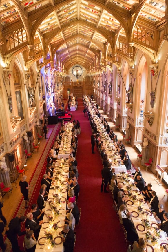 Vue de la salle de réception, le 13 mai 2014 au château de Windsor, lors d'une soirée de bienfaisance au profit du Royal Marsden Hospital dont le duc de Cambridge est le président, organisée avec Ralph Lauren.
