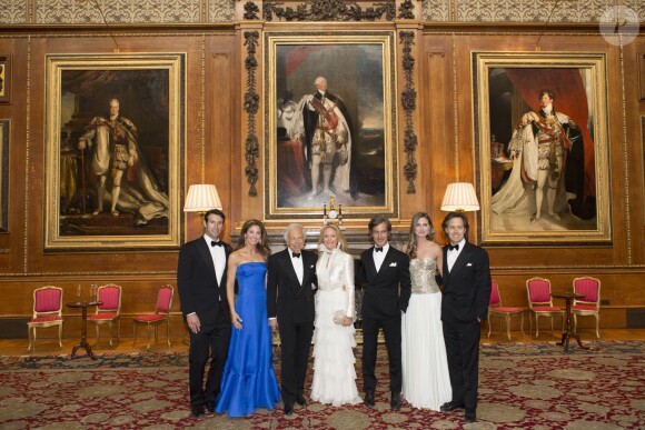 Ralph Lauren avec sa femme Ricky et leurs fils, le 13 mai 2014 au château de Windsor, lors d'une soirée de bienfaisance au profit du Royal Marsden Hospital dont le duc de Cambridge est le président, organisée avec Ralph Lauren.