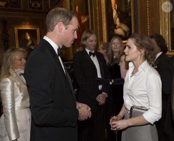 Le prince William et Emma Watson, le 13 mai 2014 au château de Windsor, lors d'une soirée de bienfaisance au profit du Royal Marsden Hospital dont le duc de Cambridge est le président, organisée avec Ralph Lauren.