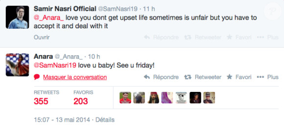 Sur Twitter, Samir Nasri a fait preuve de plus de calme suite à son éviction par Didier Deschamps, le 13 mai 2014.