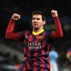 Lionel Messi lors du match entre Manchester City et le FC Barcelone à l'Etihad Stadium de Manchester, le 18 février 2014