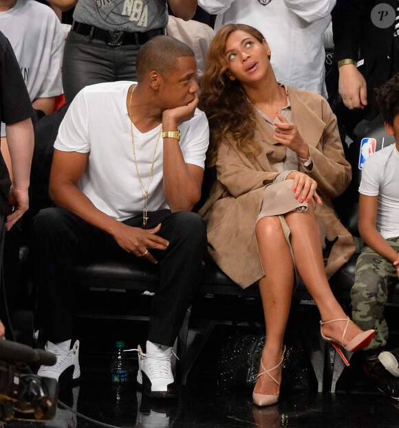 Jay et Z et Beyoncé au Barclays Center à Brooklyn. Le 10 mai 2014.